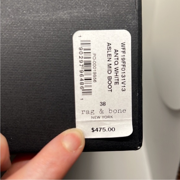 NWT rag & bone ASLEN MID BOOT Leather Ankle Bootie Antique White Size 7 - Picture 9 of 9